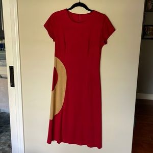 Red and camel ultra suede, machine washable dream dress sz 8 Meg Shop NYC